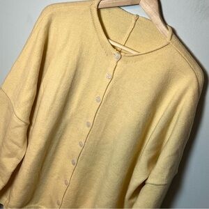 Soft & Cozy Button-up Cardigan Women’s L Butter Yellow Long Sleeve Relaxe